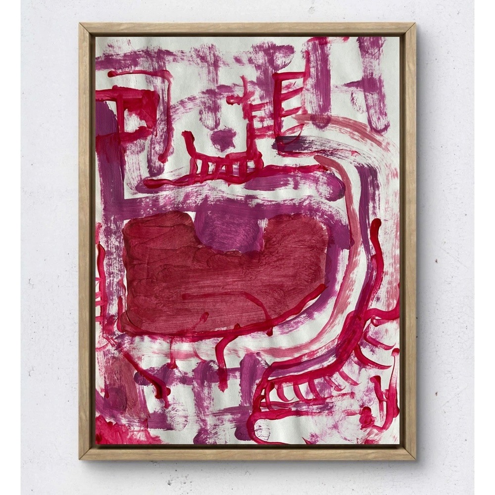OMAN Contemporary Abstract Painting Biomorphic Labyrinth Original Artwork 8.5x11